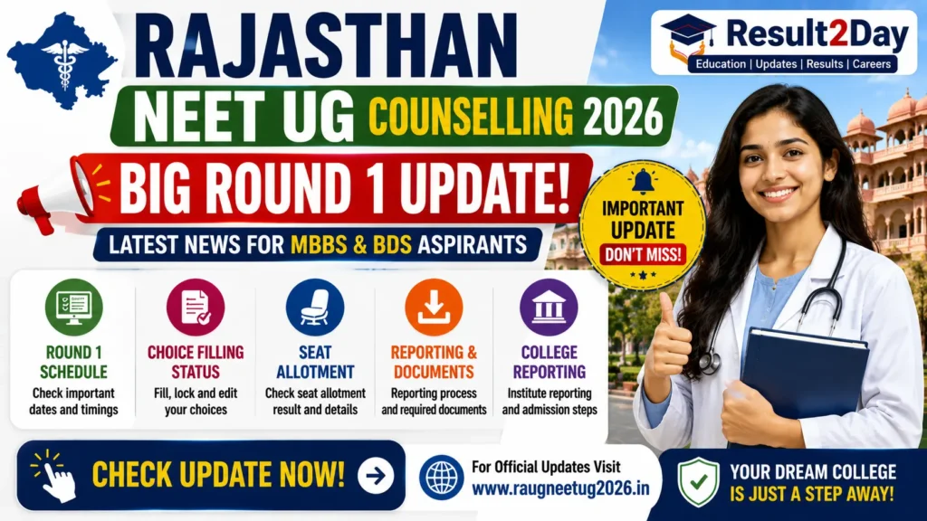 Rajasthan NEET UG Counselling 2026: Big Round 1 Update
